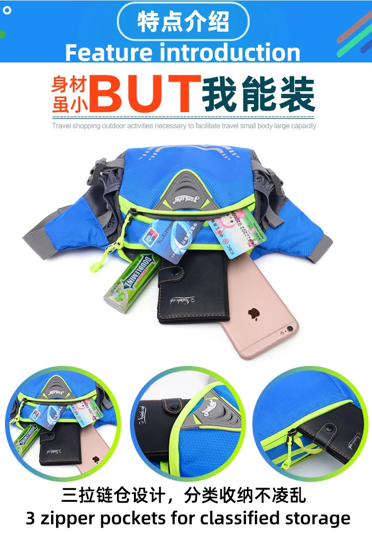 Outdoor Waist Bag for Bike Riding, Cycling, Running, Fishing, Hiking - Fanny Pack with Water Bottle Pocket for Sports and Fitness