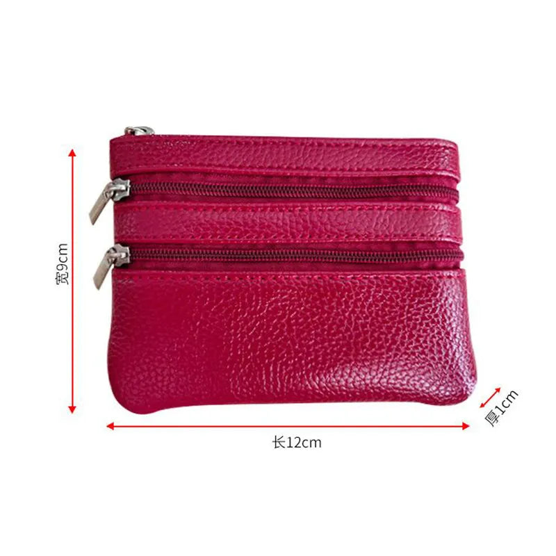 3 Pouch Pocket Wallets Women's Small Coin Purse PU Leather Zipper Change Money Bags Key Holder Case ID Card Holder