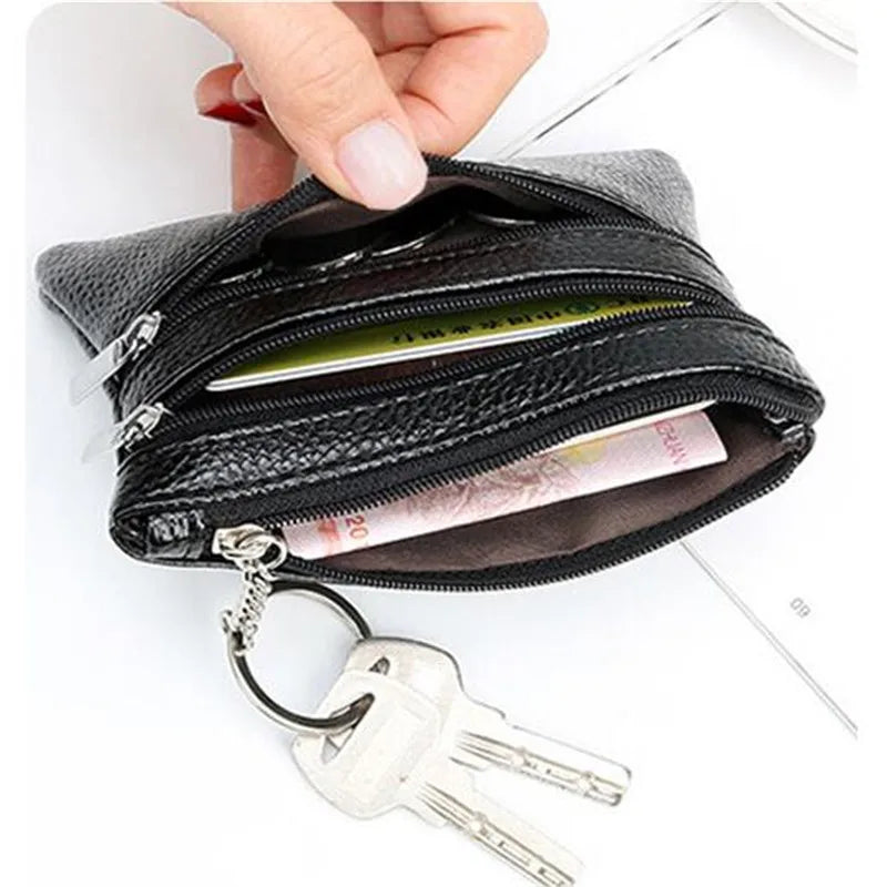 3 Pouch Pocket Wallets Women's Small Coin Purse PU Leather Zipper Change Money Bags Key Holder Case ID Card Holder