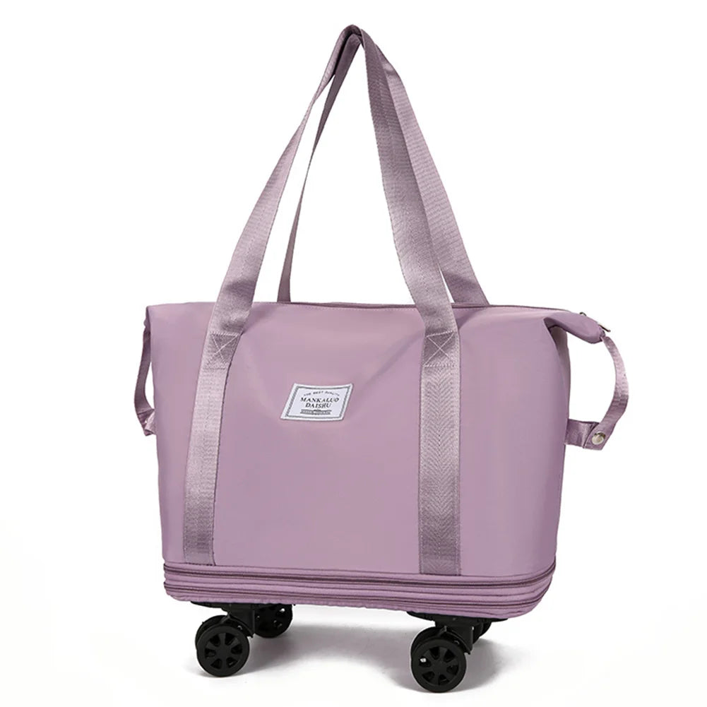 Expandable Duffle Bag - Large Capacity Collapsible Trolley Bag with Dry-Wet Separation for Business Trips