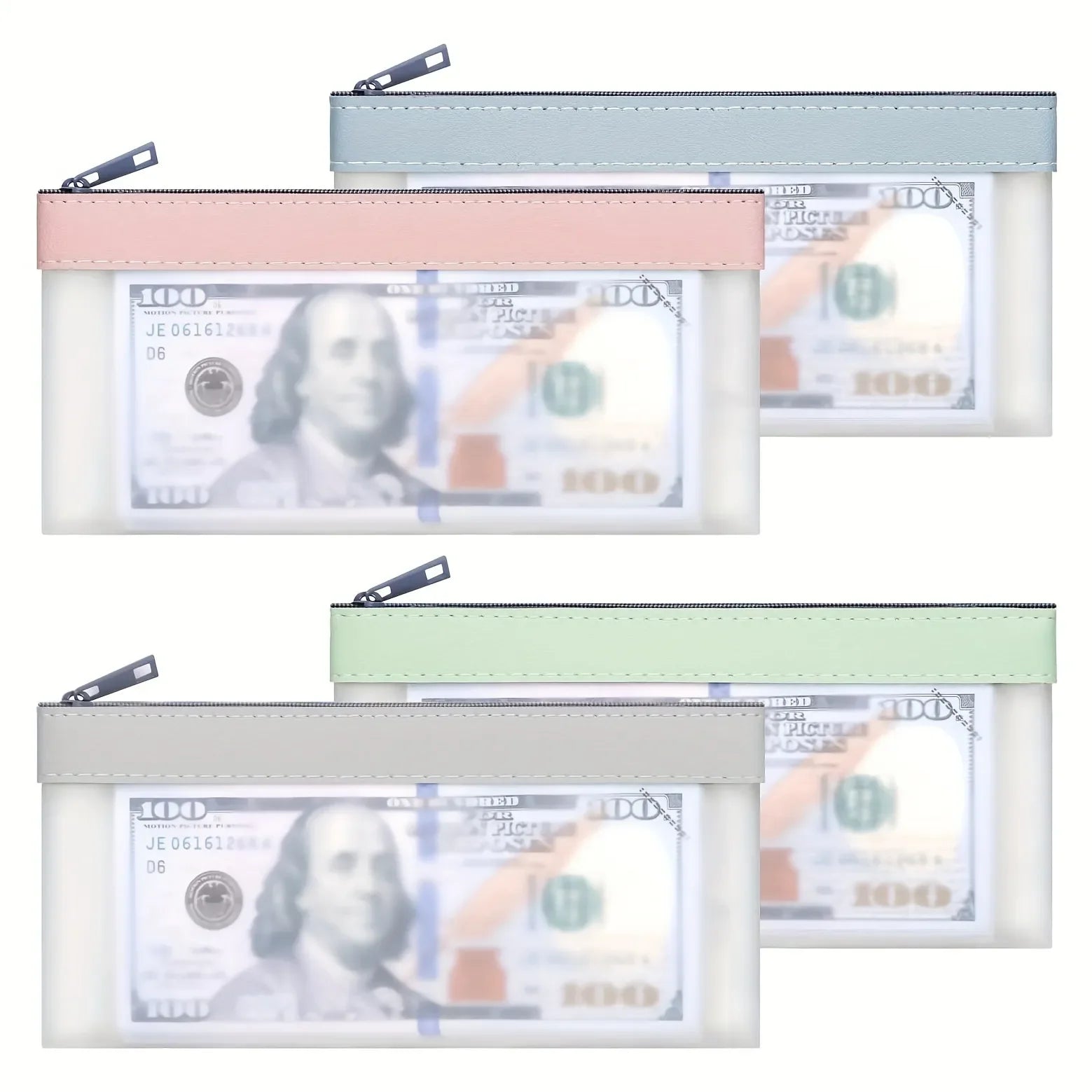 2/4 Pcs Money Pouch for Cash, 7.7x3.7 Inch Zippered Bank Bags for Coins, Bills, and Money Clips