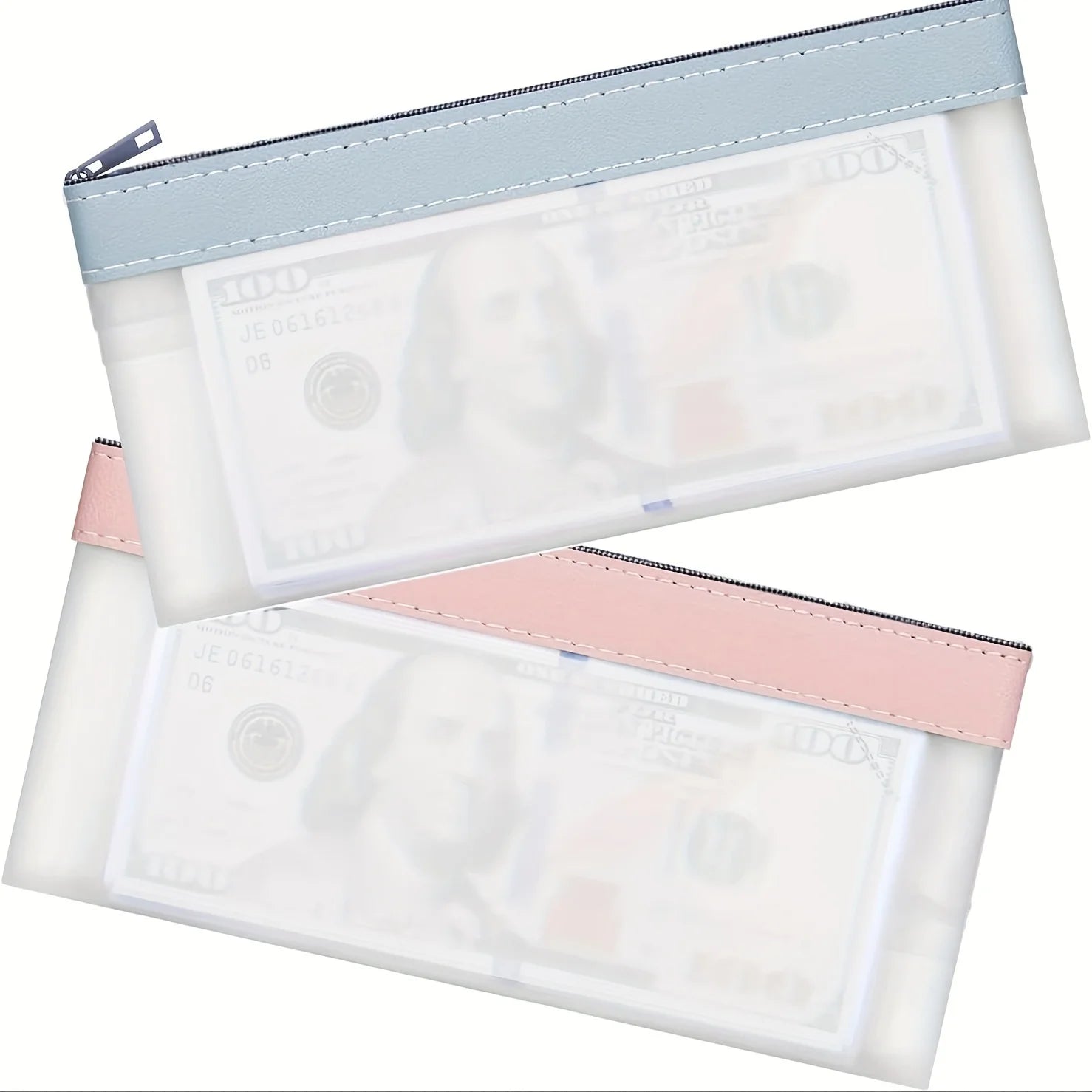 2/4 Pcs Money Pouch for Cash, 7.7x3.7 Inch Zippered Bank Bags for Coins, Bills, and Money Clips