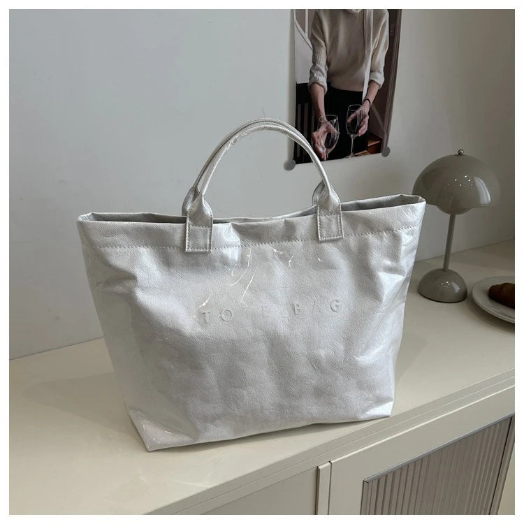 Retro Transparent Tote Bag - Casual Versatile Handbag, Minimalist Commuter Bag for Women, Large-Capacity Design