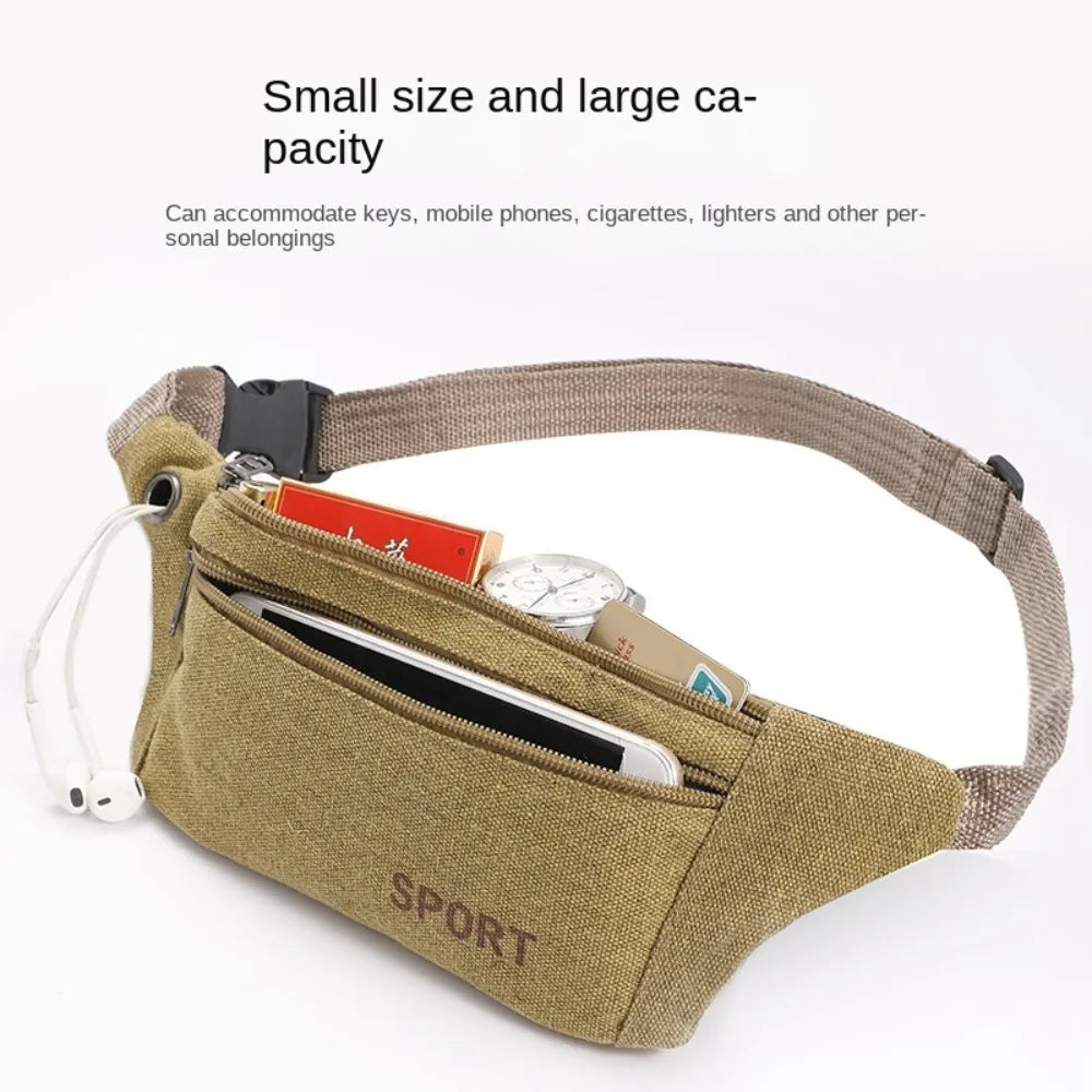 Fanny Pack Running Bags Waist Belt Bag For Women Men Canvas Purse Travel Camping Hiking Pocket Belly Pouch For Phone Coins