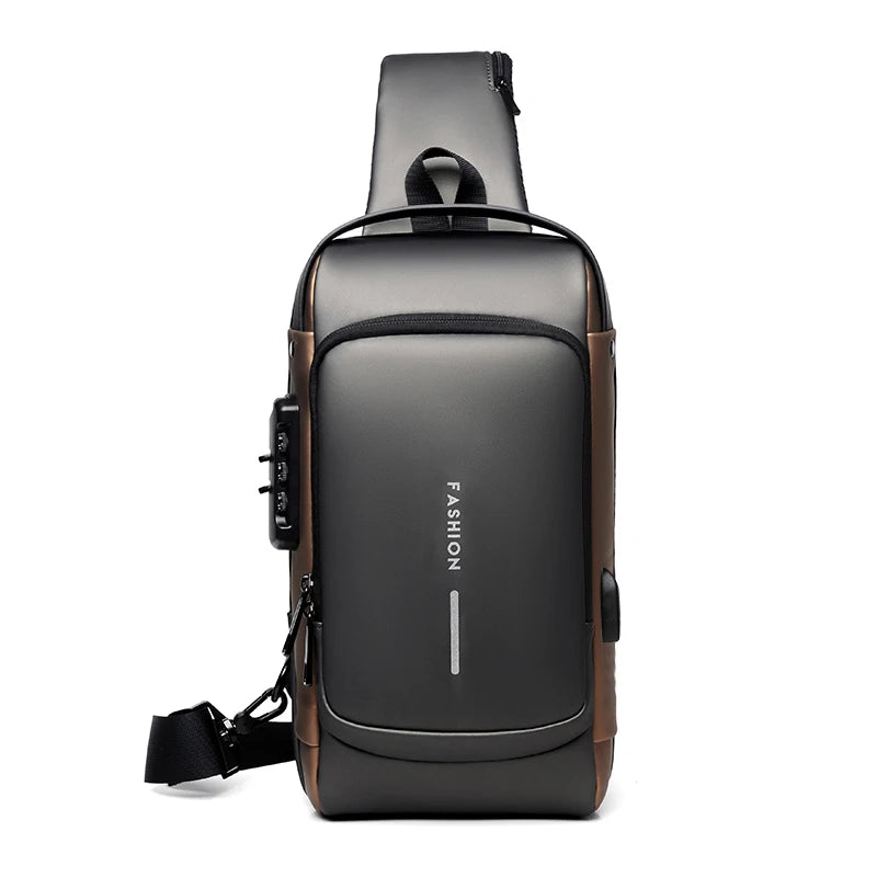 Men's Multifunction Crossbody Bag - Anti-theft USB Shoulder Sling Chest Pack for Travel