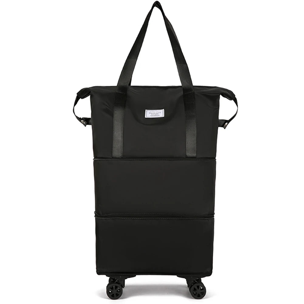 Expandable Duffle Bag - Large Capacity Collapsible Trolley Bag with Dry-Wet Separation for Business Trips