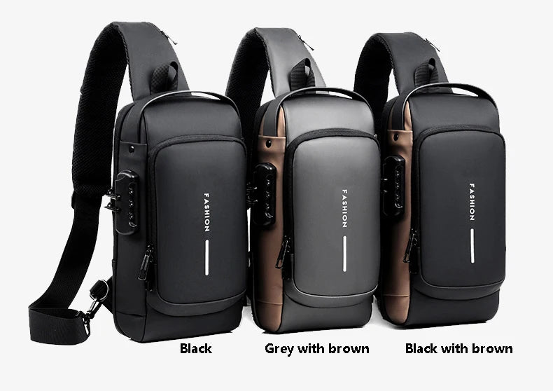 Men's Multifunction Crossbody Bag - Anti-theft USB Shoulder Sling Chest Pack for Travel