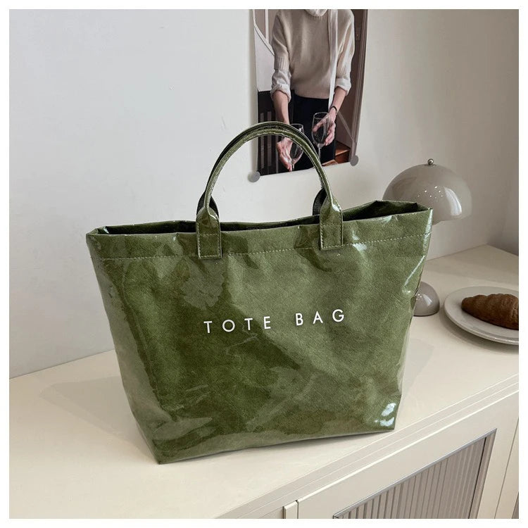 Retro Transparent Tote Bag - Casual Versatile Handbag, Minimalist Commuter Bag for Women, Large-Capacity Design