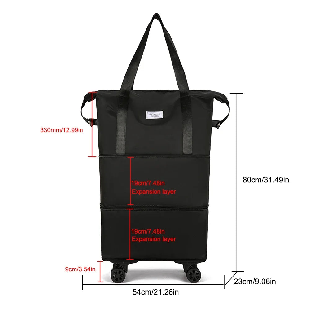 Expandable Duffle Bag - Large Capacity Collapsible Trolley Bag with Dry-Wet Separation for Business Trips