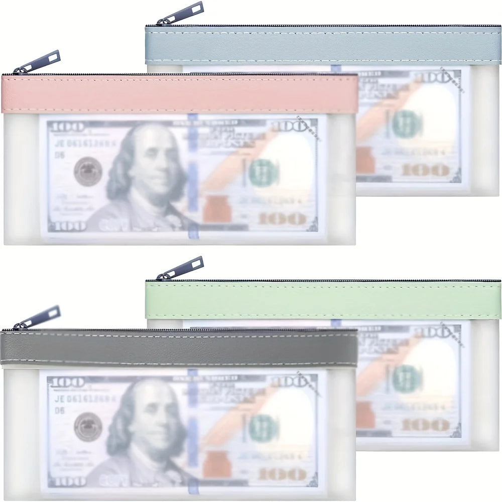 2/4 Pcs Money Pouch for Cash, 7.7x3.7 Inch Zippered Bank Bags for Coins, Bills, and Money Clips