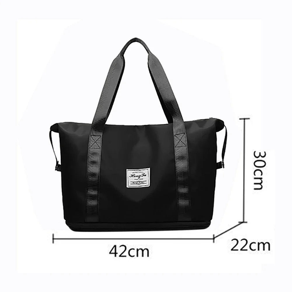 Expandable Duffle Bag - Large Capacity Collapsible Trolley Bag with Dry-Wet Separation for Business Trips