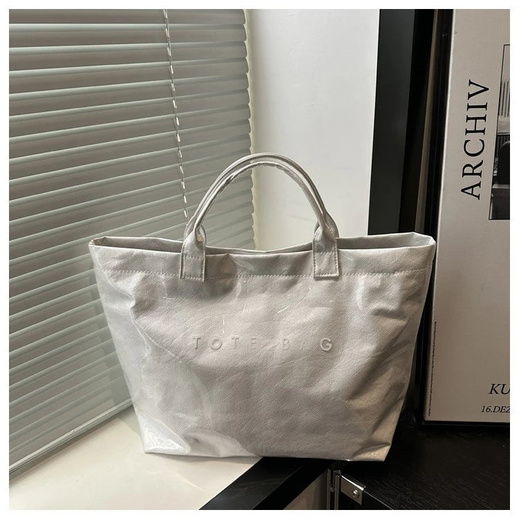 Retro Transparent Tote Bag - Casual Versatile Handbag, Minimalist Commuter Bag for Women, Large-Capacity Design