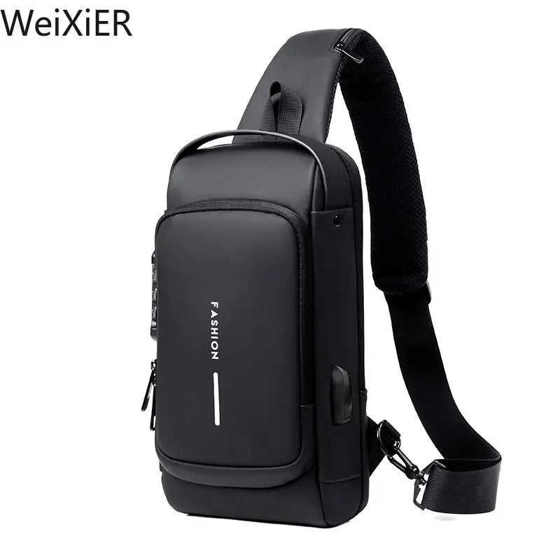 Men's Multifunction Crossbody Bag - Anti-theft USB Shoulder Sling Chest Pack for Travel