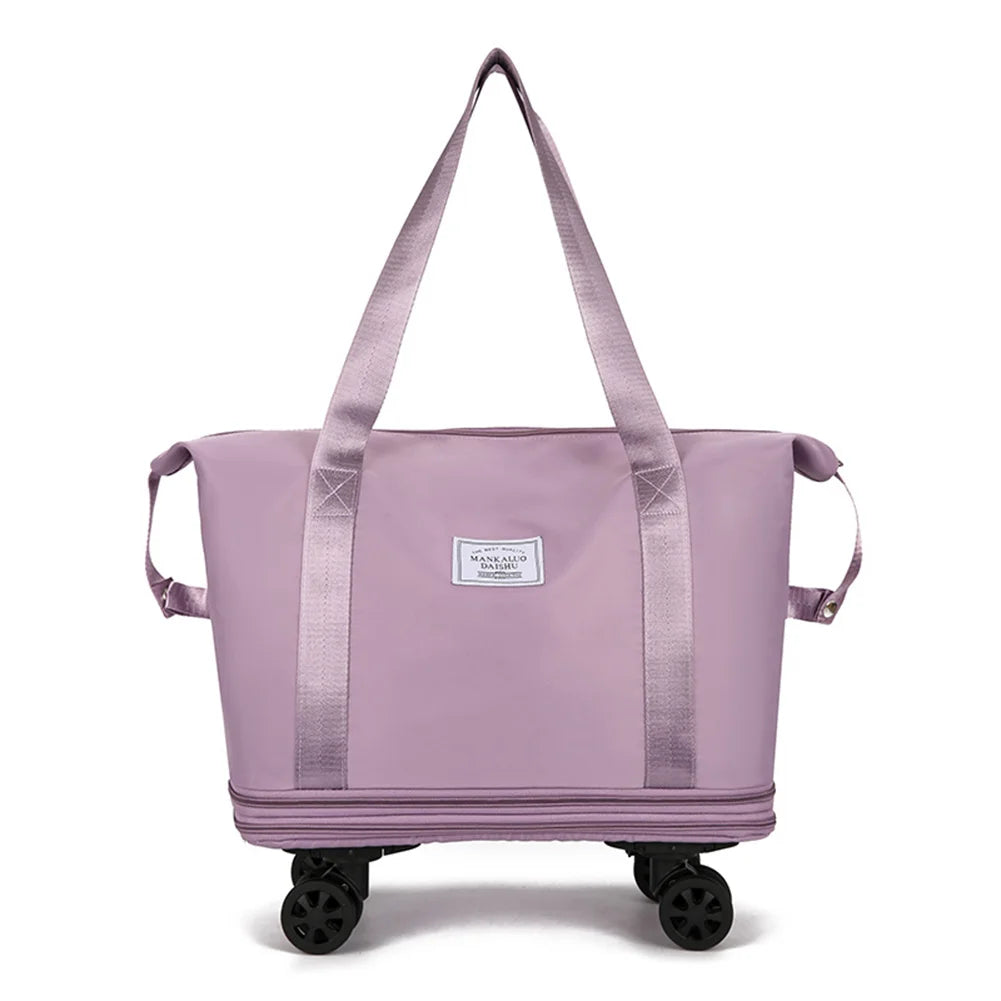 Expandable Duffle Bag - Large Capacity Collapsible Trolley Bag with Dry-Wet Separation for Business Trips