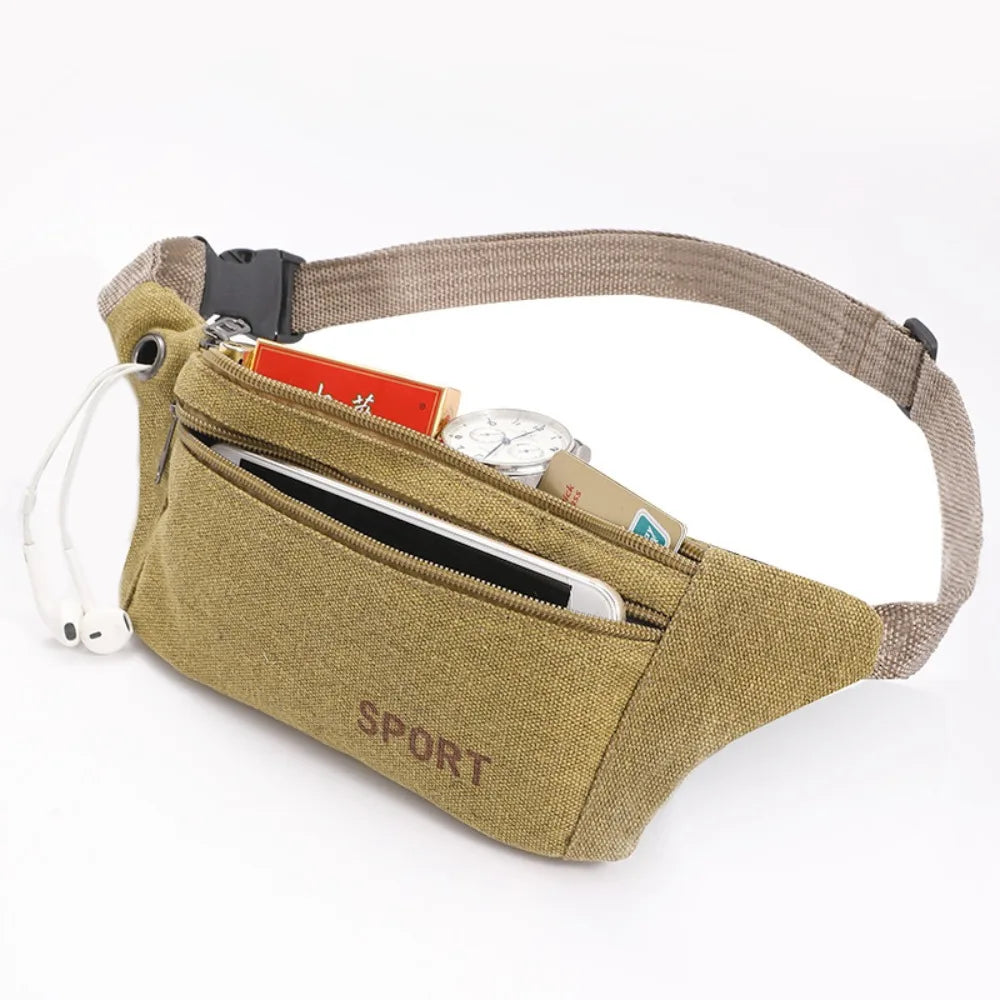 Fanny Pack Running Bags Waist Belt Bag For Women Men Canvas Purse Travel Camping Hiking Pocket Belly Pouch For Phone Coins