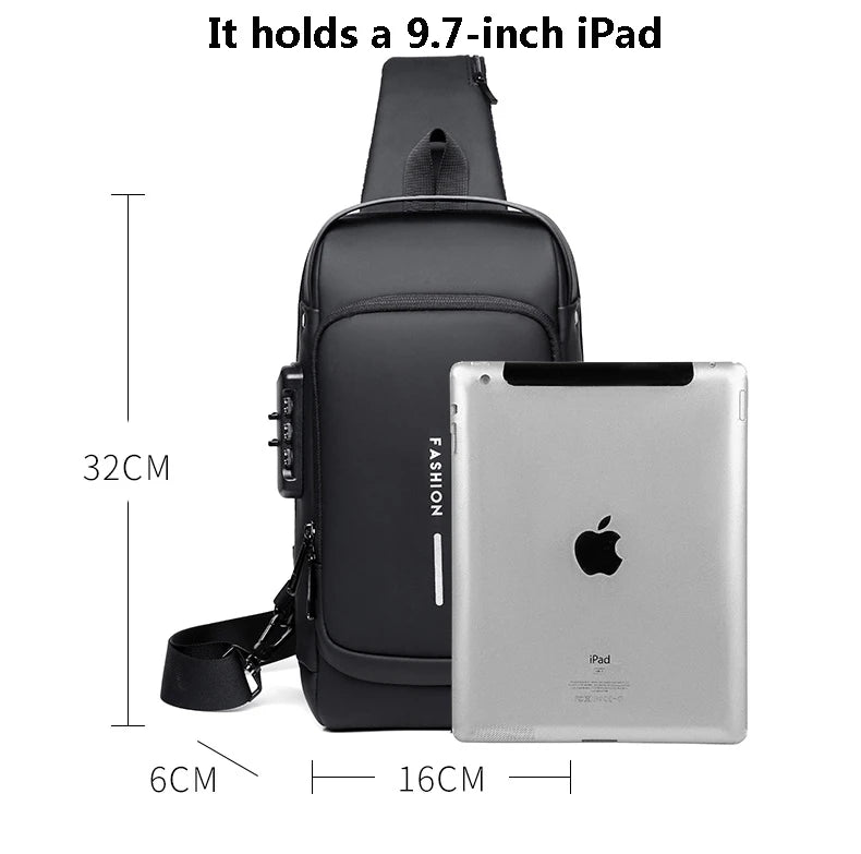 Men's Multifunction Crossbody Bag - Anti-theft USB Shoulder Sling Chest Pack for Travel