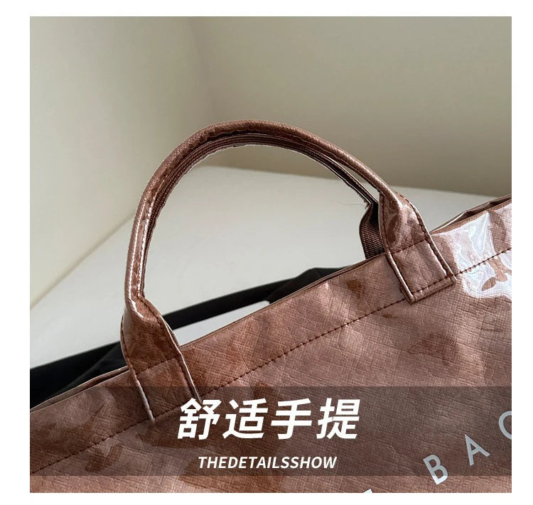 Retro Transparent Tote Bag - Casual Versatile Handbag, Minimalist Commuter Bag for Women, Large-Capacity Design