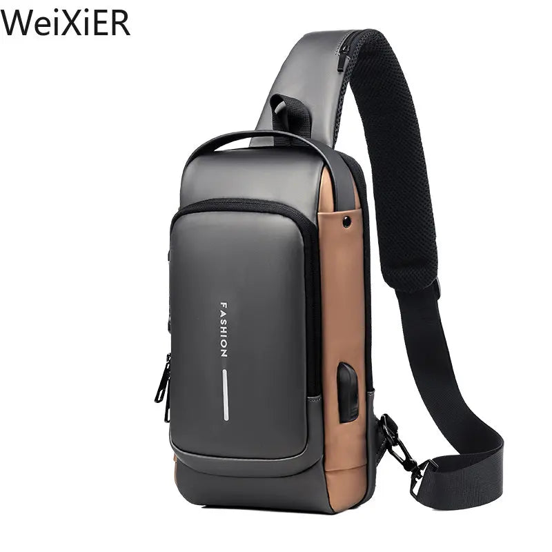 Men's Multifunction Crossbody Bag - Anti-theft USB Shoulder Sling Chest Pack for Travel