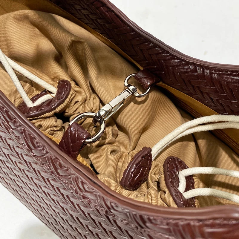 Luxury Tote Bags for Women - Designer Handbags 2025 in PU Imitation Braided Embossed Pattern with Inner Pocket Shoulder