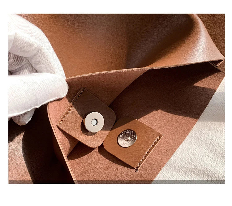 Leather Tote Bag Women's Retro Soft Leather Underarm Bag 2023 New Autumn Winter Large Capacity Commute Bucket Shoulder Bag Trend