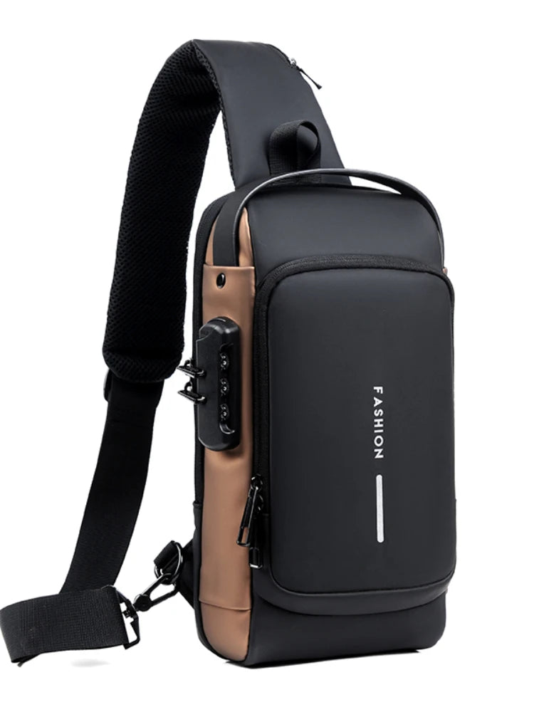 Men's Multifunction Crossbody Bag - Anti-theft USB Shoulder Sling Chest Pack for Travel