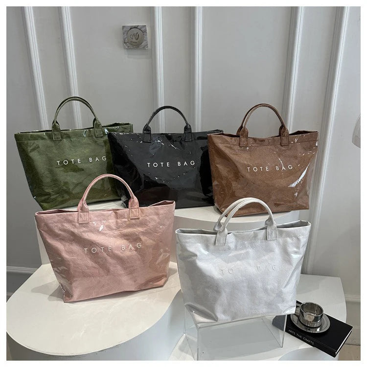 Retro Transparent Tote Bag - Casual Versatile Handbag, Minimalist Commuter Bag for Women, Large-Capacity Design