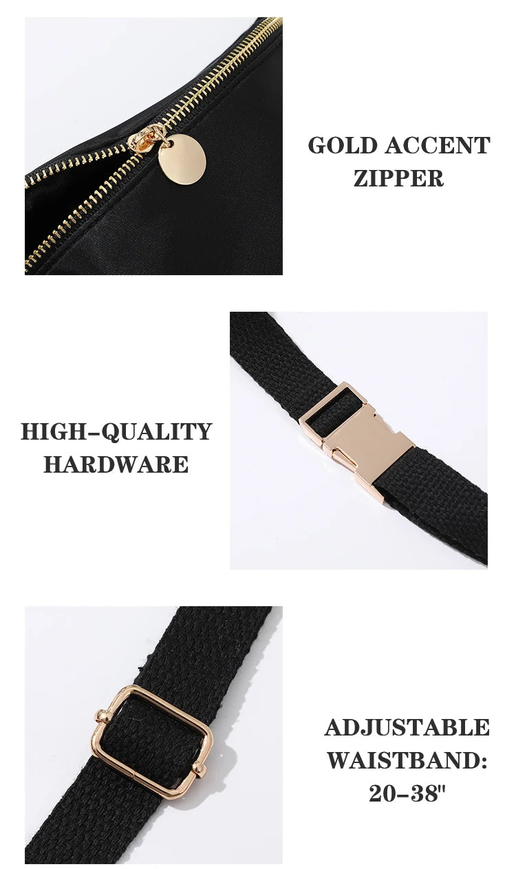 Fanny Pack for Women - Adjustable Waterproof Women's Nylon Fanny Pack with Zipper Design