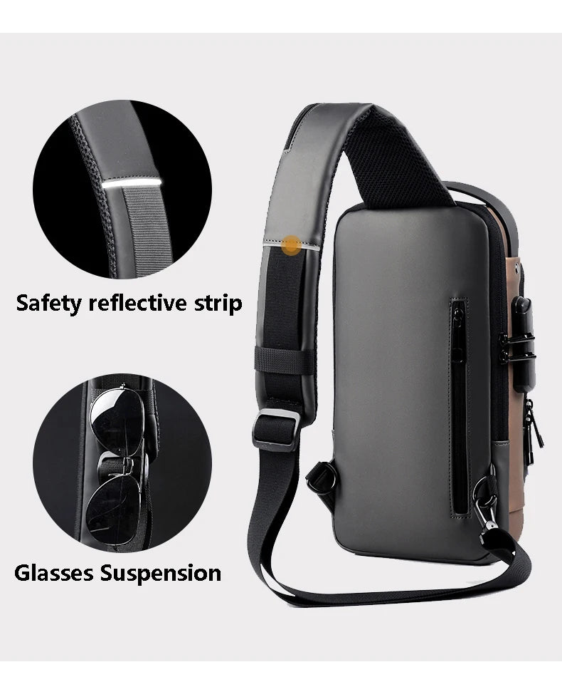 Men's Multifunction Crossbody Bag - Anti-theft USB Shoulder Sling Chest Pack for Travel