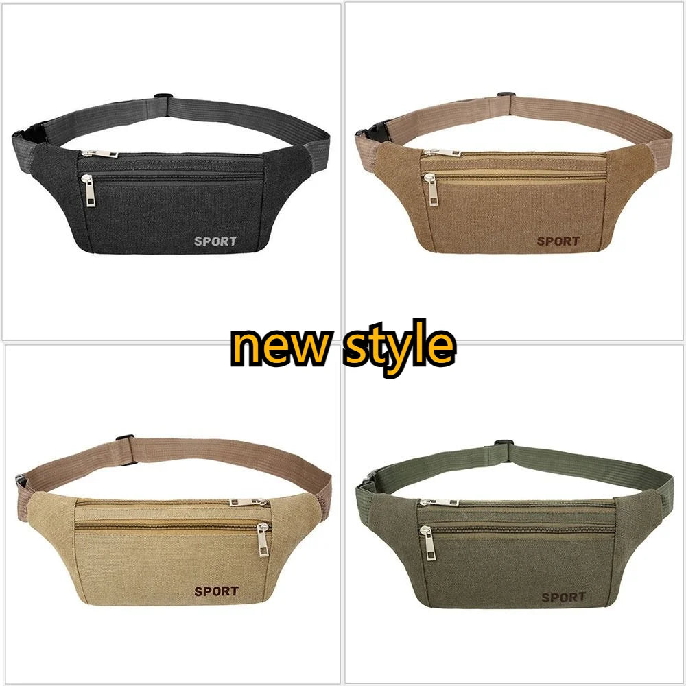 Fanny Pack Running Bags Waist Belt Bag For Women Men Canvas Purse Travel Camping Hiking Pocket Belly Pouch For Phone Coins