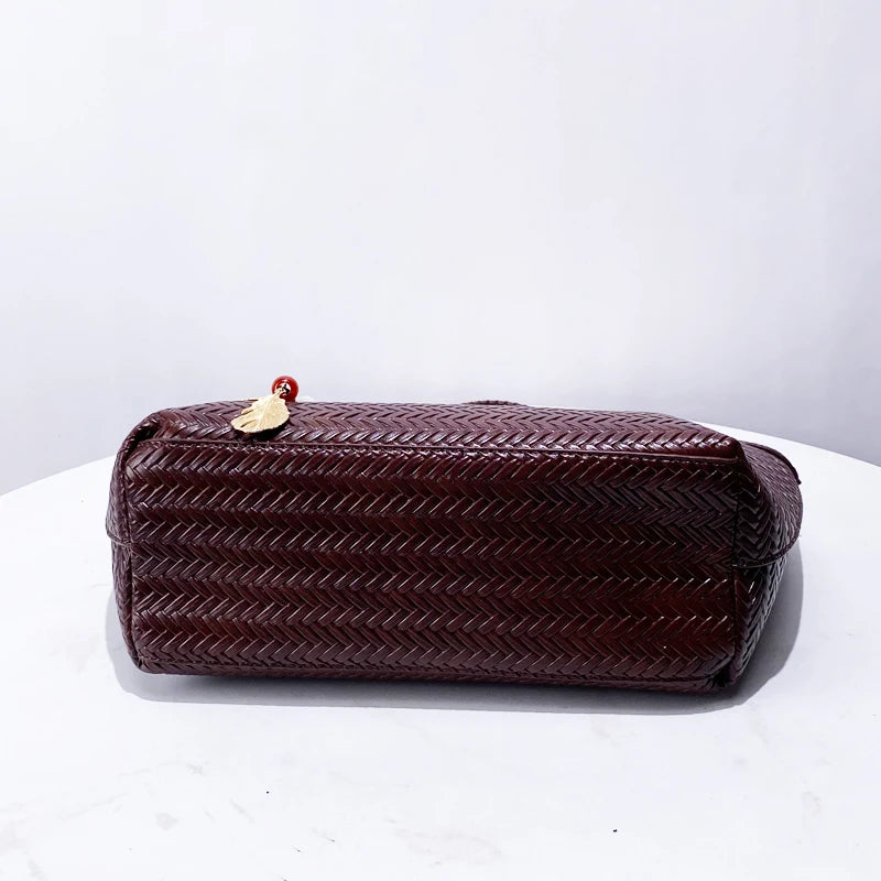 Luxury Tote Bags for Women - Designer Handbags 2025 in PU Imitation Braided Embossed Pattern with Inner Pocket Shoulder