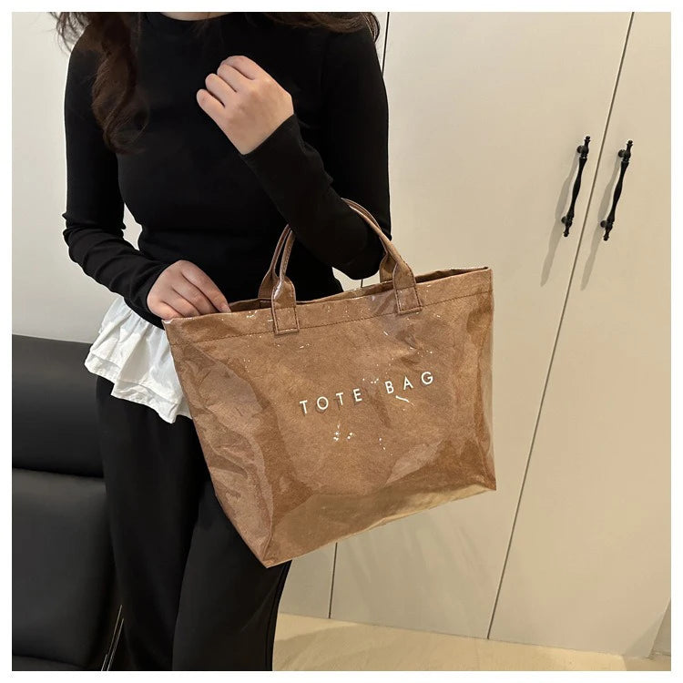 Retro Transparent Tote Bag - Casual Versatile Handbag, Minimalist Commuter Bag for Women, Large-Capacity Design