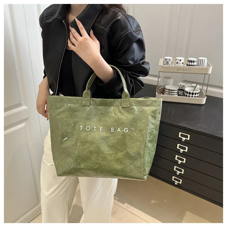 Retro Transparent Tote Bag - Casual Versatile Handbag, Minimalist Commuter Bag for Women, Large-Capacity Design