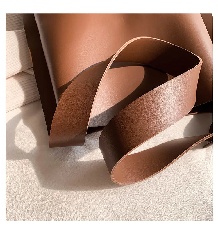 Leather Tote Bag Women's Retro Soft Leather Underarm Bag 2023 New Autumn Winter Large Capacity Commute Bucket Shoulder Bag Trend