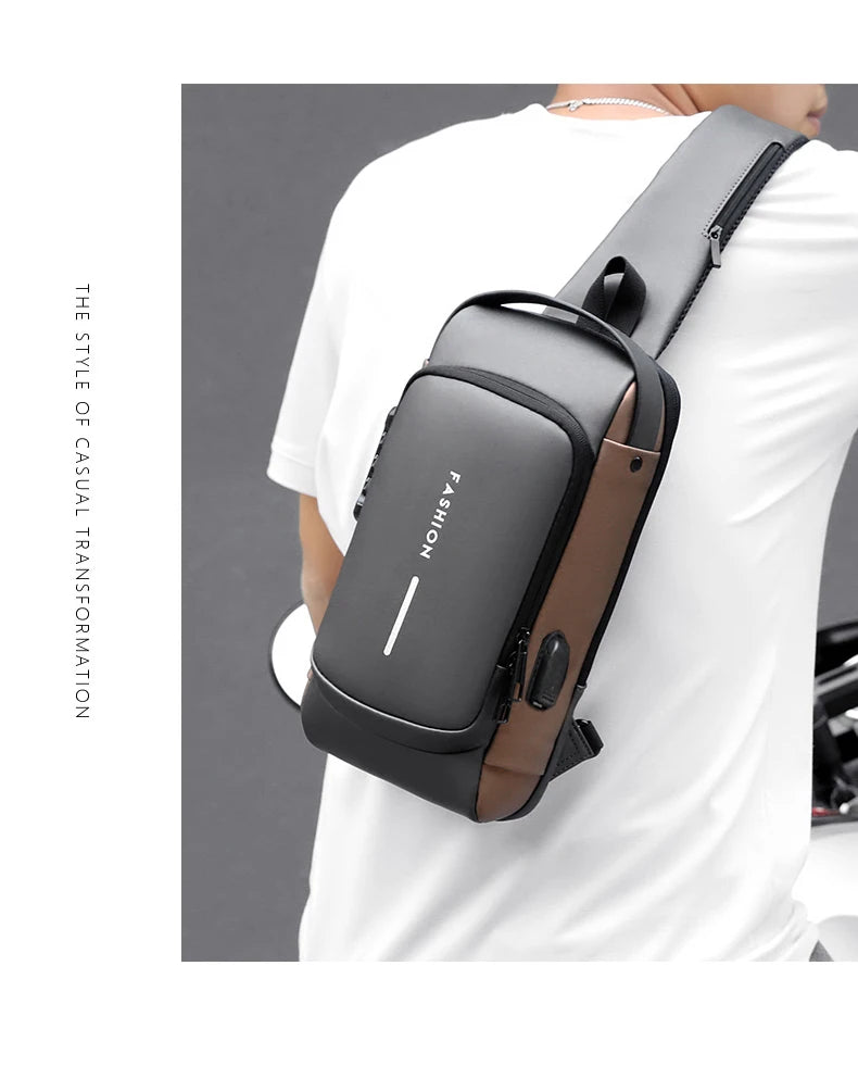 Men's Multifunction Crossbody Bag - Anti-theft USB Shoulder Sling Chest Pack for Travel