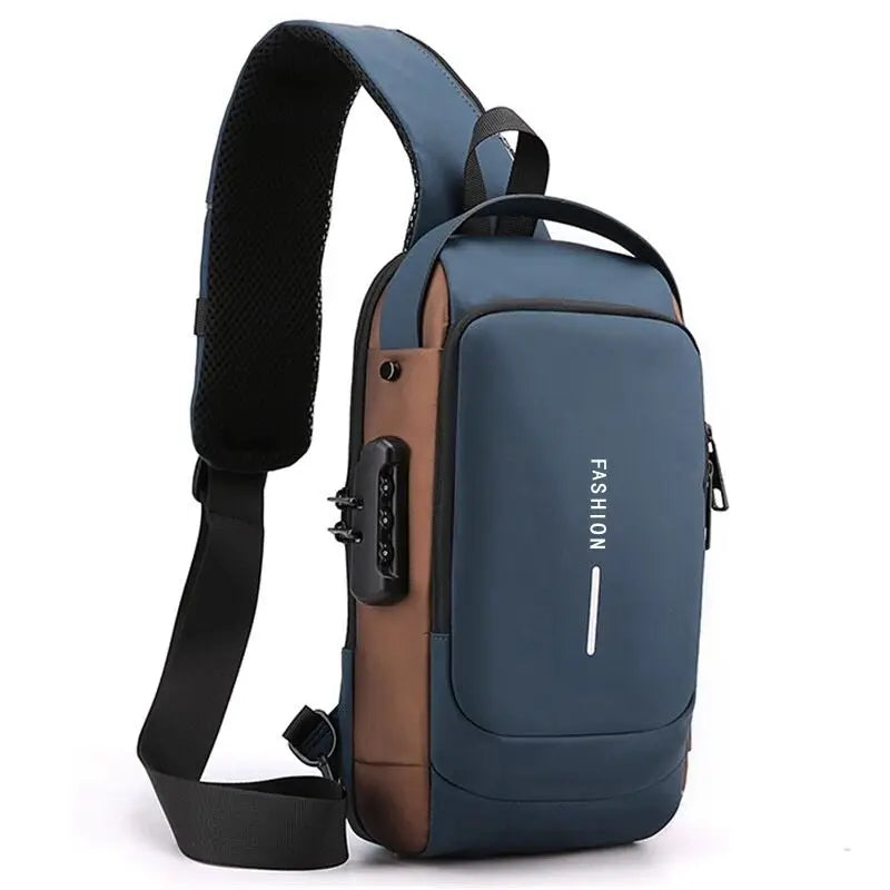 Men's Multifunction Crossbody Bag - Anti-theft USB Shoulder Sling Chest Pack for Travel