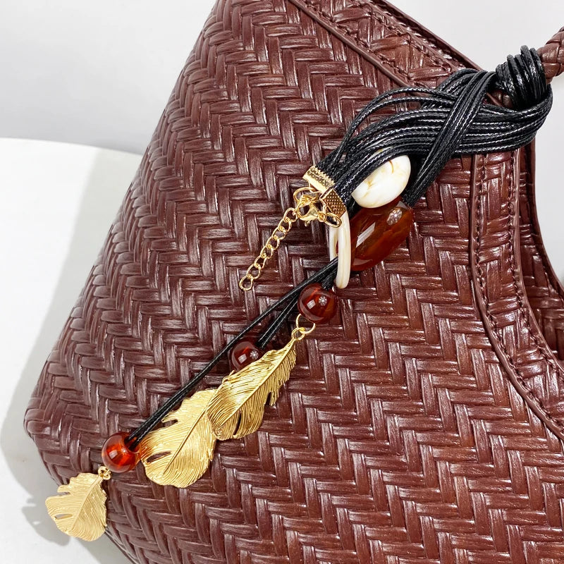 Luxury Tote Bags for Women - Designer Handbags 2025 in PU Imitation Braided Embossed Pattern with Inner Pocket Shoulder