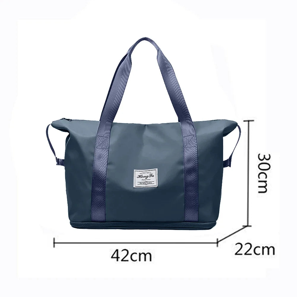 Expandable Duffle Bag - Large Capacity Collapsible Trolley Bag with Dry-Wet Separation for Business Trips