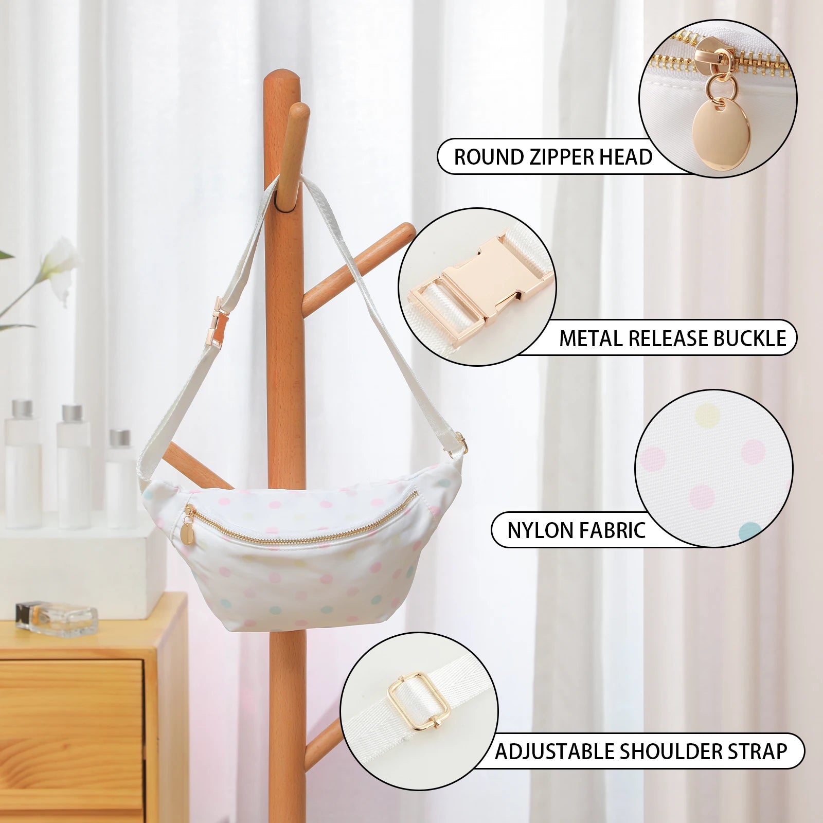 Fanny Pack for Women - Adjustable Waterproof Women's Nylon Fanny Pack with Zipper Design