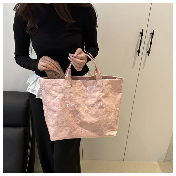 Retro Transparent Tote Bag - Casual Versatile Handbag, Minimalist Commuter Bag for Women, Large-Capacity Design