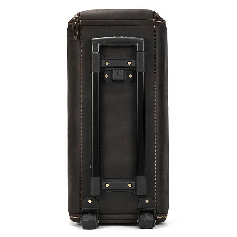 Luufan Crazy Horse Leather Trolley Bag With Wheels Man Business Travel Bag Shoe Pocket Clothes Cover Suits Luggage Duffel Bags