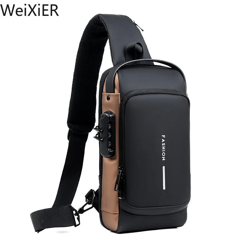 Men's Multifunction Crossbody Bag - Anti-theft USB Shoulder Sling Chest Pack for Travel