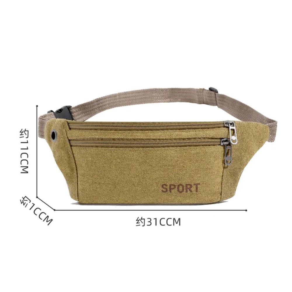 Fanny Pack Running Bags Waist Belt Bag For Women Men Canvas Purse Travel Camping Hiking Pocket Belly Pouch For Phone Coins