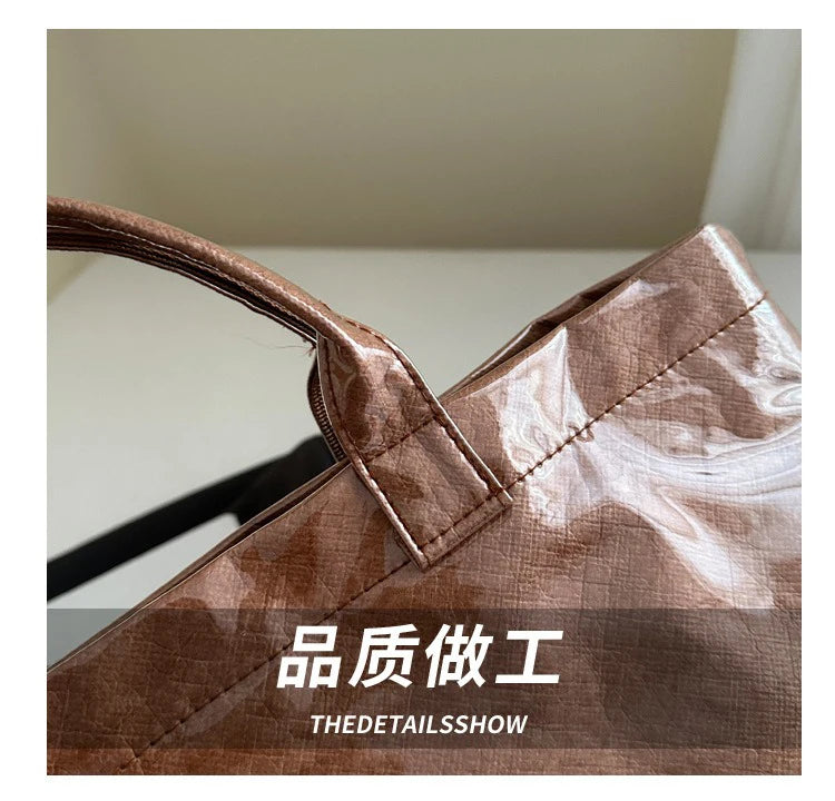 Retro Transparent Tote Bag - Casual Versatile Handbag, Minimalist Commuter Bag for Women, Large-Capacity Design