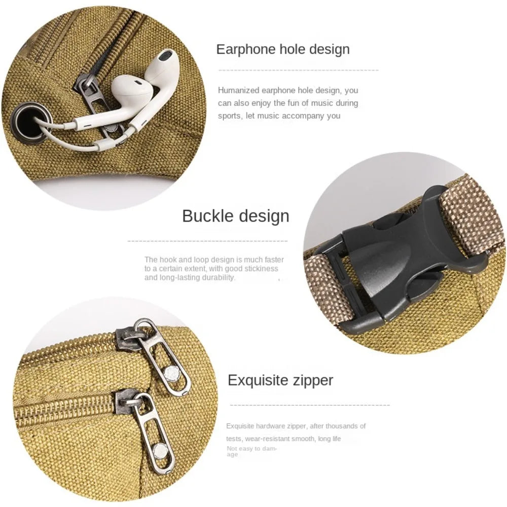 Fanny Pack Running Bags Waist Belt Bag For Women Men Canvas Purse Travel Camping Hiking Pocket Belly Pouch For Phone Coins