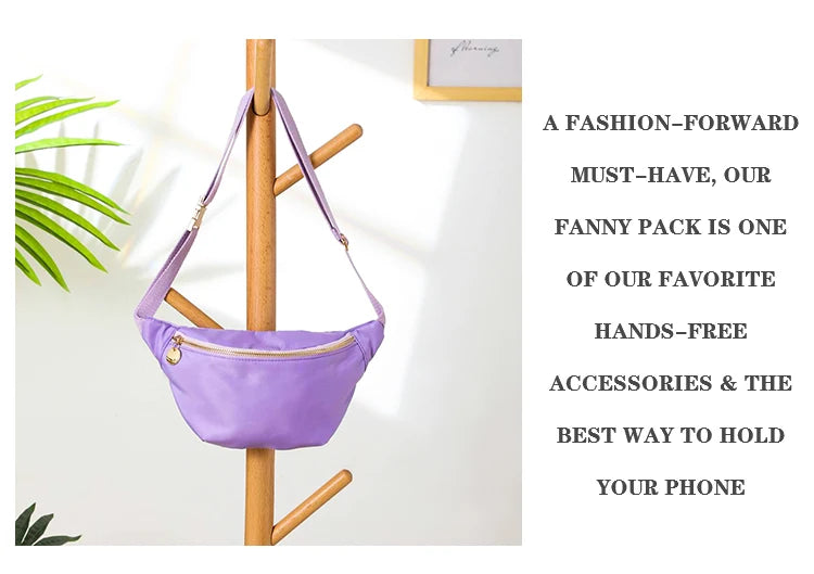Fanny Pack for Women - Adjustable Waterproof Women's Nylon Fanny Pack with Zipper Design