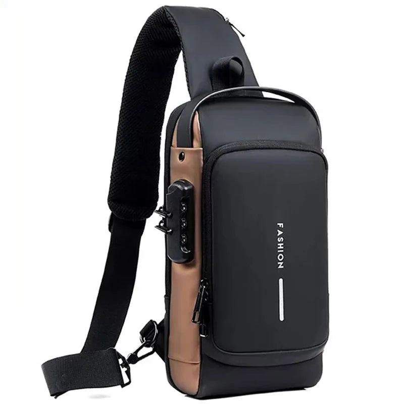Men's Multifunction Crossbody Bag - Anti-theft USB Shoulder Sling Chest Pack for Travel