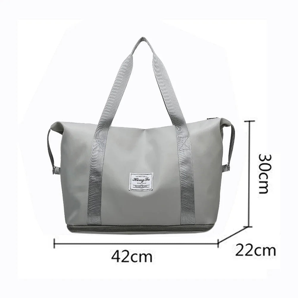 Expandable Duffle Bag - Large Capacity Collapsible Trolley Bag with Dry-Wet Separation for Business Trips