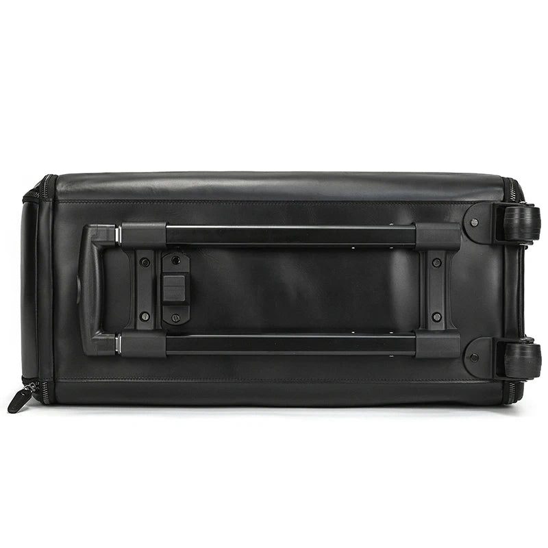 Luufan Crazy Horse Leather Trolley Bag With Wheels Man Business Travel Bag Shoe Pocket Clothes Cover Suits Luggage Duffel Bags