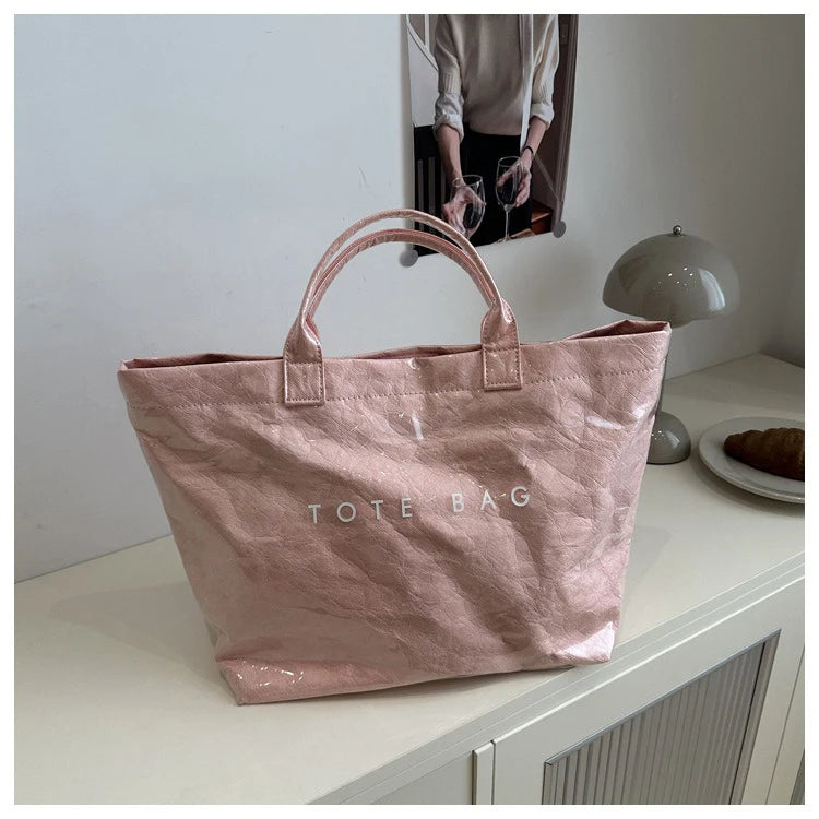 Retro Transparent Tote Bag - Casual Versatile Handbag, Minimalist Commuter Bag for Women, Large-Capacity Design