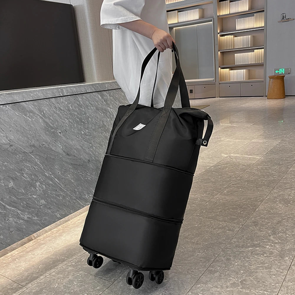 Expandable Duffle Bag - Large Capacity Collapsible Trolley Bag with Dry-Wet Separation for Business Trips